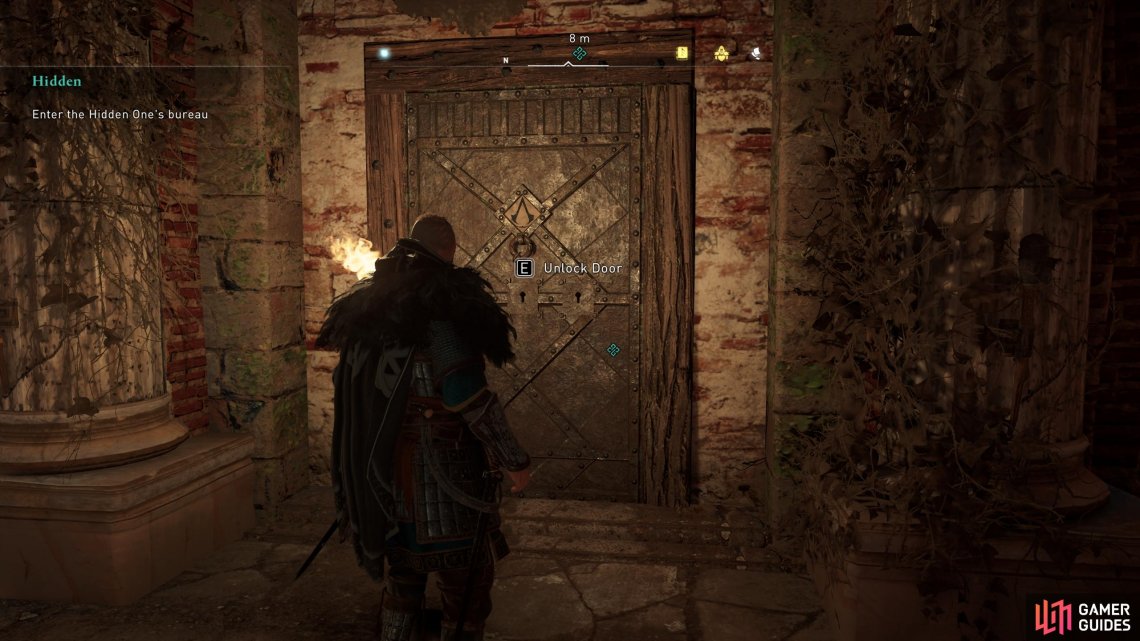 Once you have all three keys from the ruins, you can open the door to the Paris bureau.