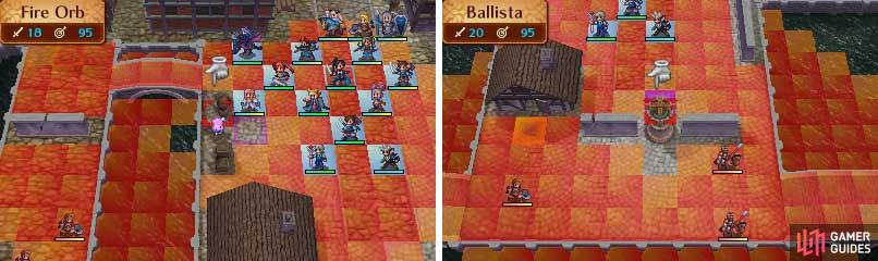 Ballistas have lots of range. Perfect for weakening the enemy from afar.