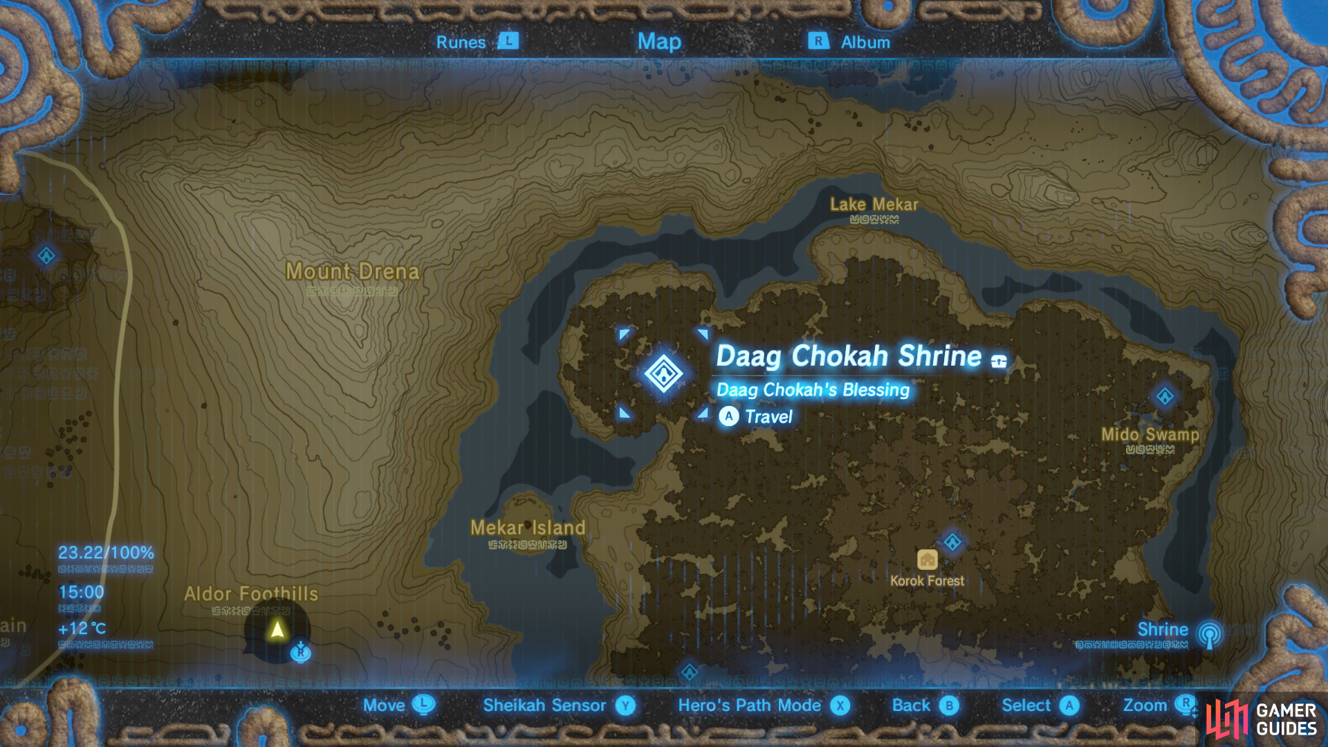 Daag Chokah Shrine is found in the northwest region of Great Hyrule Forest.