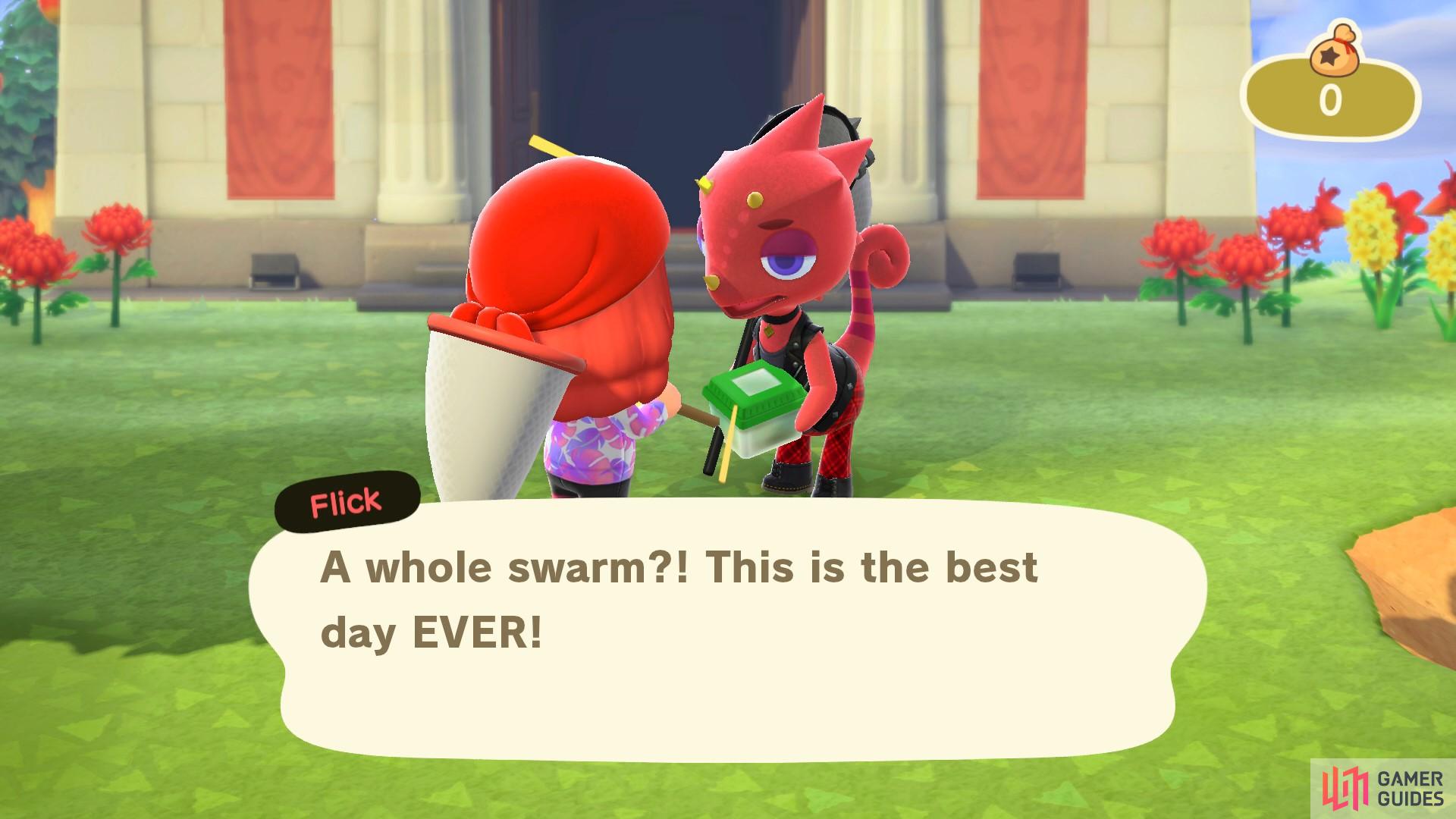 Don’t forget to sell your bugs to Flick for extra bells!