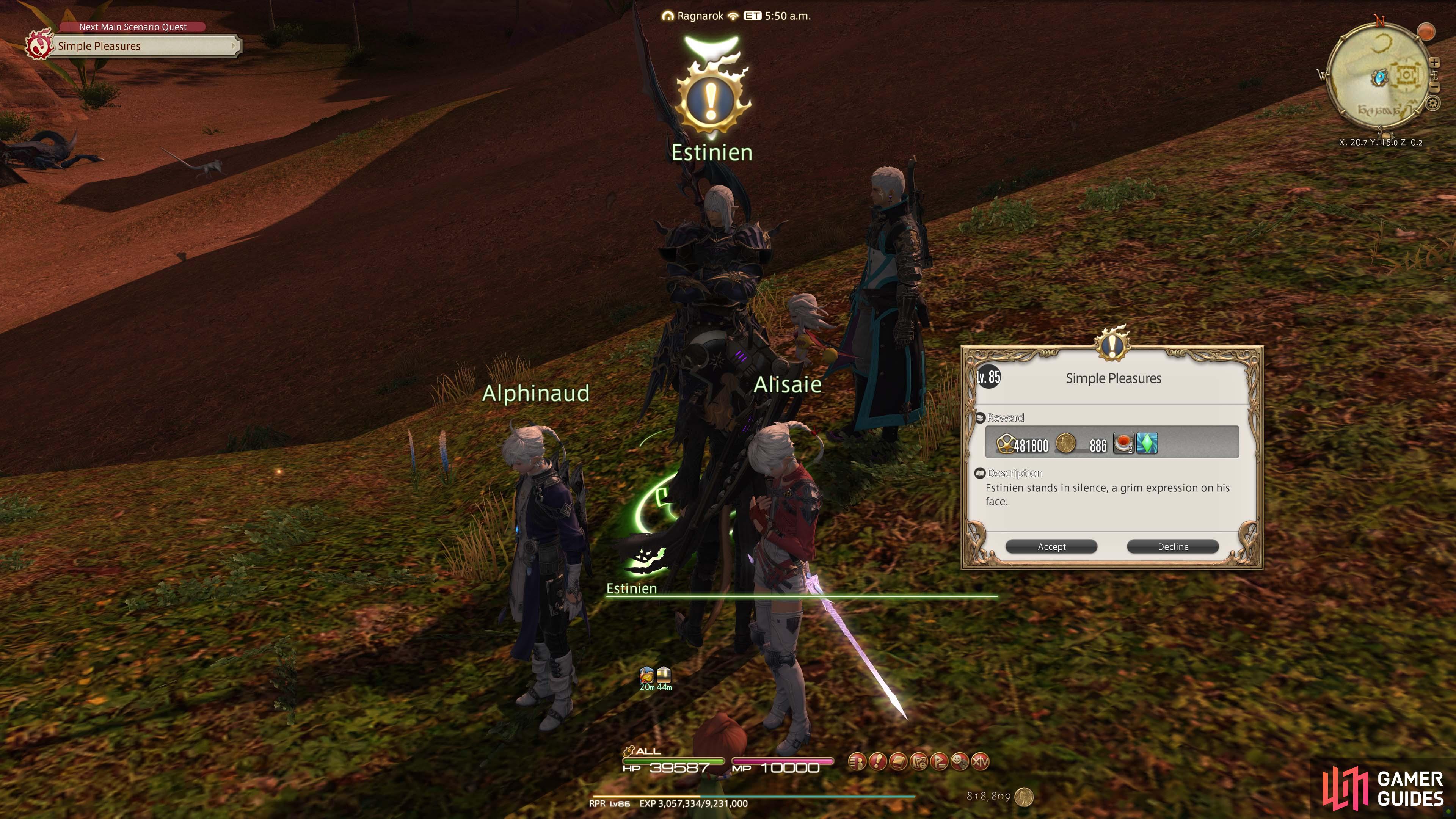 Estinien is the Quest Starting NPC