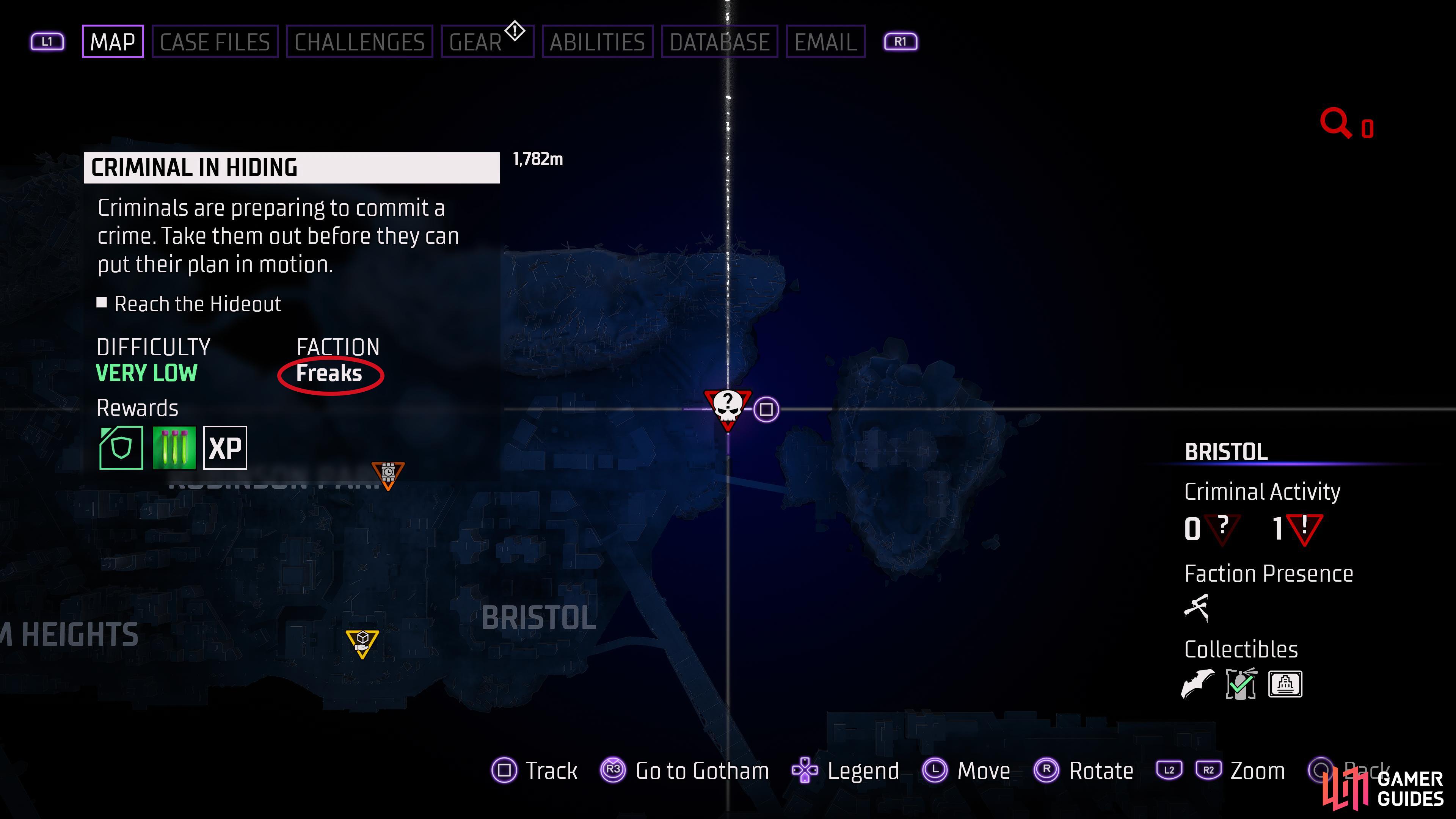 Hover over premeditated crimes to see which faction is committing them, if it’s the Freaks, you can be sure a Bulldozer is with them.