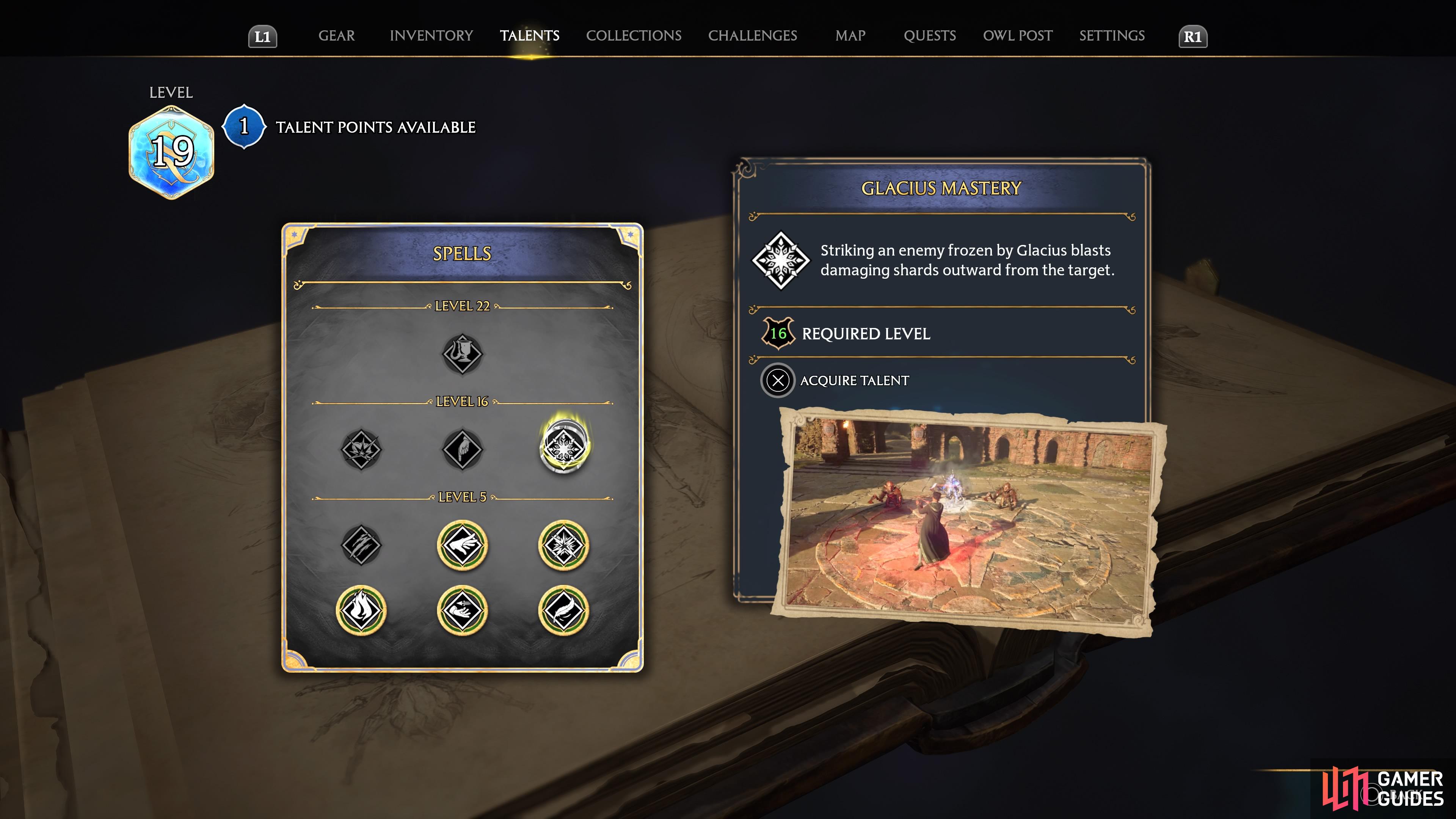 Glacius Mastery description in Hogwarts Legacy