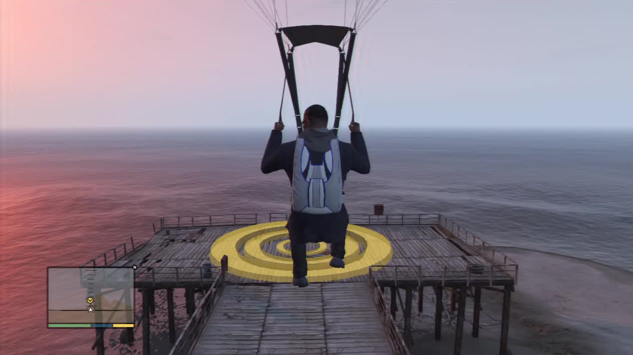 The end of the pier is a bit wider than the walkway so you should be okay as long as you don’t overshoot the landing zone.