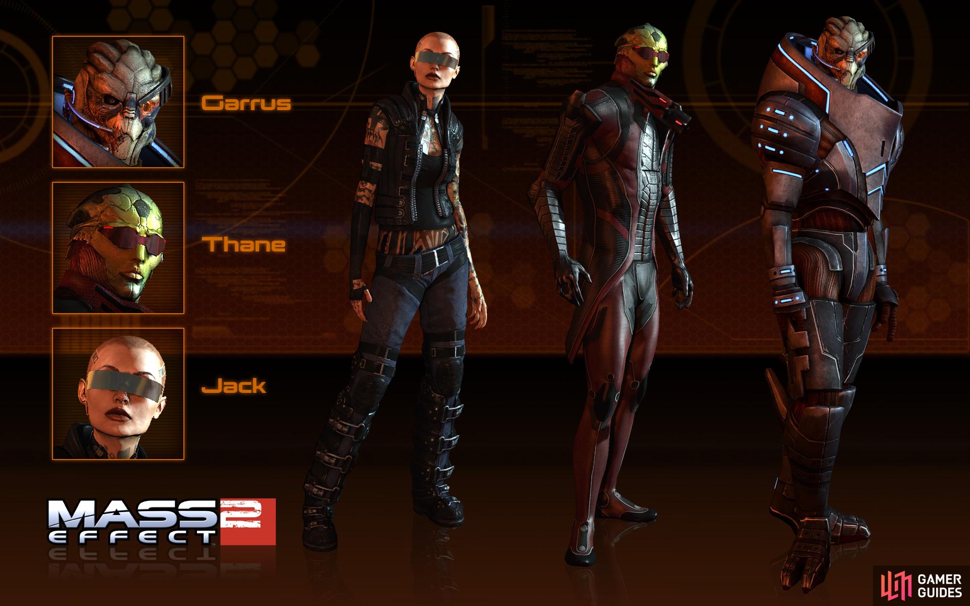 Jack, Garrus and Thane all receive an additional costume.