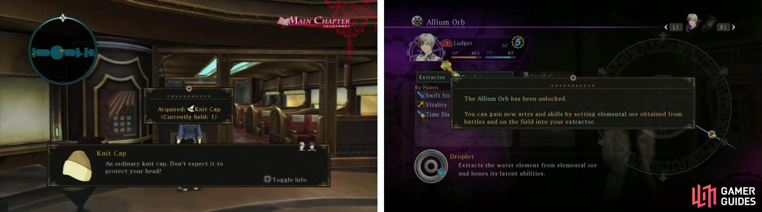 As you walk through the train cars make sure to check for treasure and then learn about the new Allium Orb system.