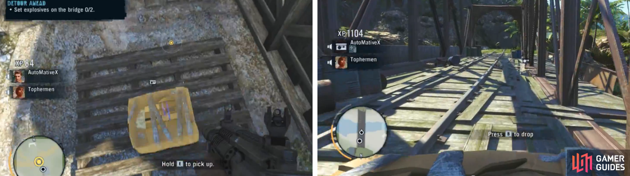 While carrying the bombs, enemies will keep coming from both sides of the bridge, so it’s imperative to have your partner(s) covering your back.